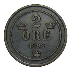 Монета 2 эре 1898 года Швеция (аверс)