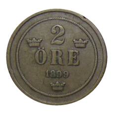 Монета 2 эре 1899 года Швеция (аверс)