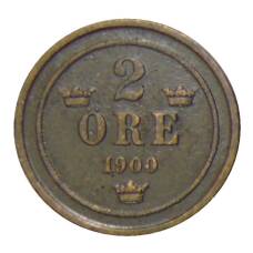 Монета 2 эре 1900 года Швеция (аверс)