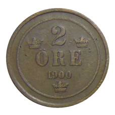 Монета 2 эре 1900 года Швеция (аверс)