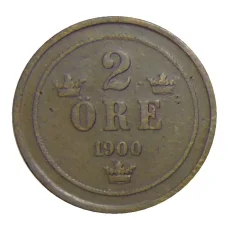 Монета 2 эре 1900 года Швеция (аверс)
