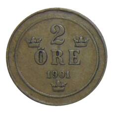 Монета 2 эре 1901 года Швеция (аверс)