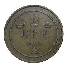 Монета 2 эре 1902 года Швеция (аверс)