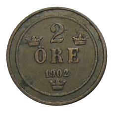 Монета 2 эре 1902 года Швеция (аверс)