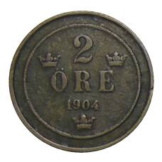 Монета 2 эре 1904 года Швеция (аверс)