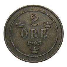 Монета 2 эре 1905 года Швеция (аверс)