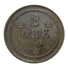 Монета 2 эре 1905 года Швеция (аверс)