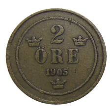 Монета 2 эре 1905 года Швеция (аверс)