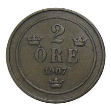 Монета 2 эре 1907 года Швеция (аверс)