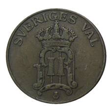 Монета 2 эре 1907 года Швеция (реверс)