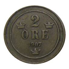 Монета 2 эре 1907 года Швеция (аверс)
