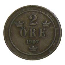 Монета 2 эре 1907 года Швеция (аверс)