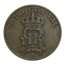 Монета 2 эре 1907 года Швеция (реверс)