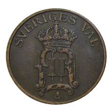 Монета 2 эре 1907 года Швеция (реверс)