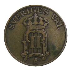 Монета 2 эре 1907 года Швеция (реверс)