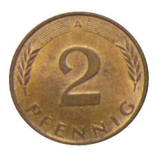 Монета 2 пфеннига 1991 года A Германия (реверс)