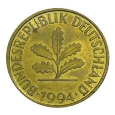 Монета 10 пфеннигов 1994 года F Германия (аверс)