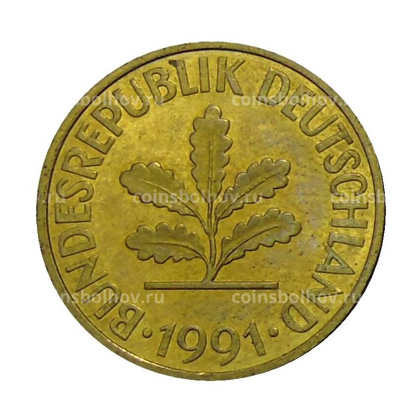Монета 10 пфеннигов 1991 года J Германия