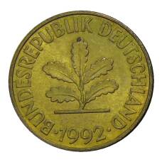 Монета 10 пфеннигов 1992 года J Германия (аверс)