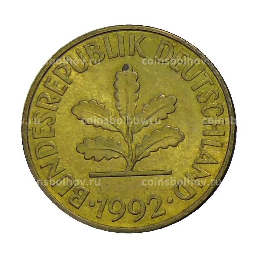 Монета 10 пфеннигов 1992 года J Германия