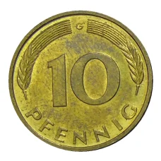 Монета 10 пфеннигов 1990 года G Германия (реверс)