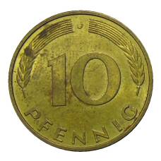 Монета 10 пфеннигов 1992 года J Германия (реверс)