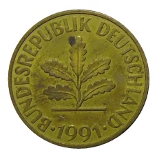 Монета 10 пфеннигов 1991 года J Германия (аверс)