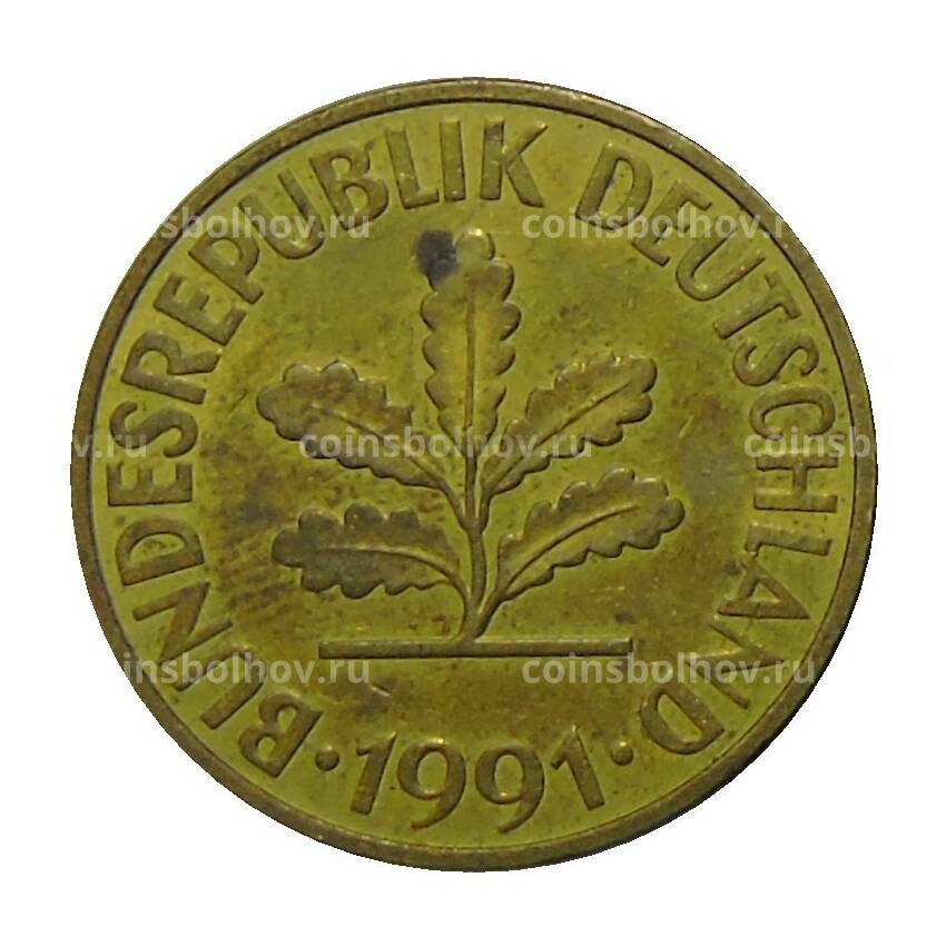 Монета 10 пфеннигов 1991 года J Германия