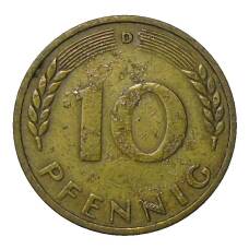Монета 10 пфеннигов 1949 года D Германия (реверс)