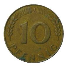 Монета 10 пфеннигов 1949 года J Германия (реверс)