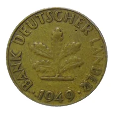 Монета 10 пфеннигов 1949 года J Германия (аверс)