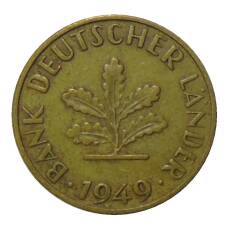 Монета 10 пфеннигов 1949 года F Германия (аверс)
