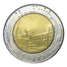 Монета 500 лир 1988 года Италия (аверс)