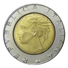 Монета 500 лир 1990 года Италия (реверс)