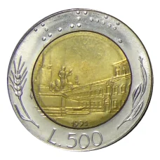 Монета 500 лир 1991 года Италия (аверс)