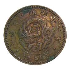 Монета 1/2 сена 1886 года Япония (аверс)