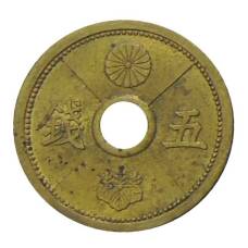Монета 5 сен 1938 года Япония (аверс)