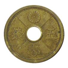 Монета 5 сен 1939 года Япония (аверс)