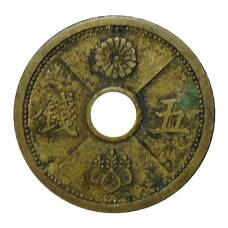 Монета 5 сен 1939 года Япония (аверс)