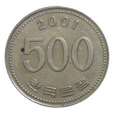 Монета 500 вон 2001 года Южная Корея (аверс)