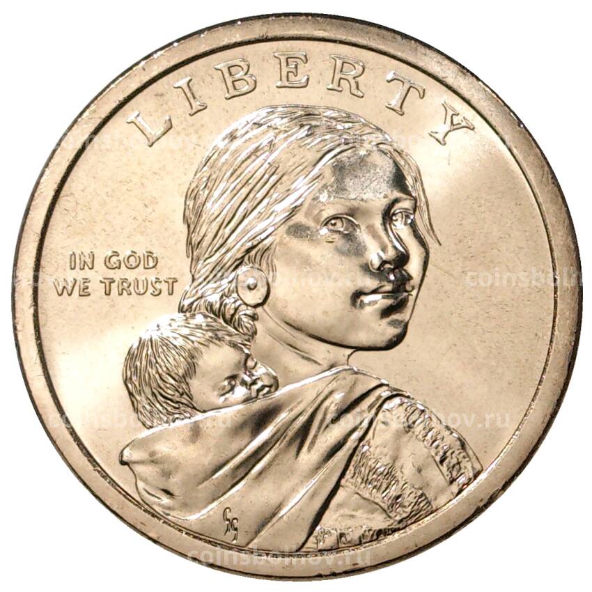 Монета 1 доллар 2019 года США Сакагавея (Индианка) «Индейцы в космической программе» D (вид 2)