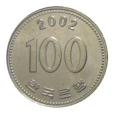Монета 100 вон 2002 года Южная Корея (аверс)
