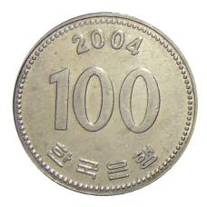Монета 100 вон 2004 года Южная Корея (аверс)