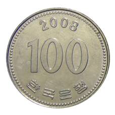 Монета 100 вон 2008 года Южная Корея (аверс)