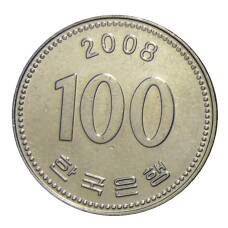Монета 100 вон 2008 года Южная Корея (аверс)