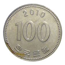 Монета 100 вон 2010 года Южная Корея (аверс)