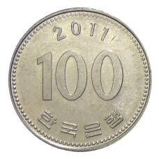 Монета 100 вон 2011 года Южная Корея (аверс)