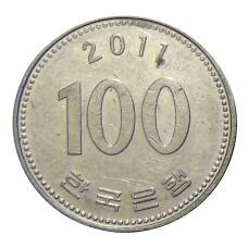 Монета 100 вон 2011 года Южная Корея (аверс)