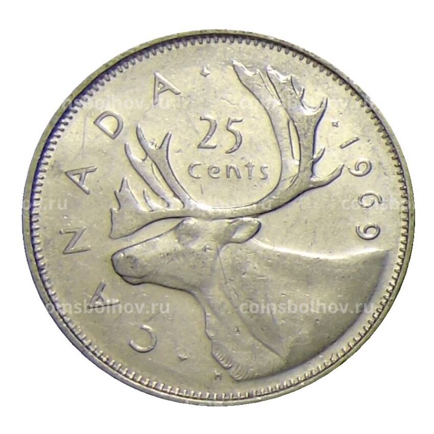 Монета 25 центов 1969 года Канада