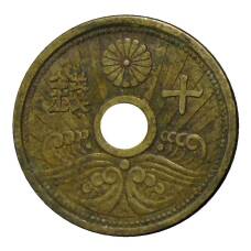 Монета 10 сен 1939 года Япония (аверс)